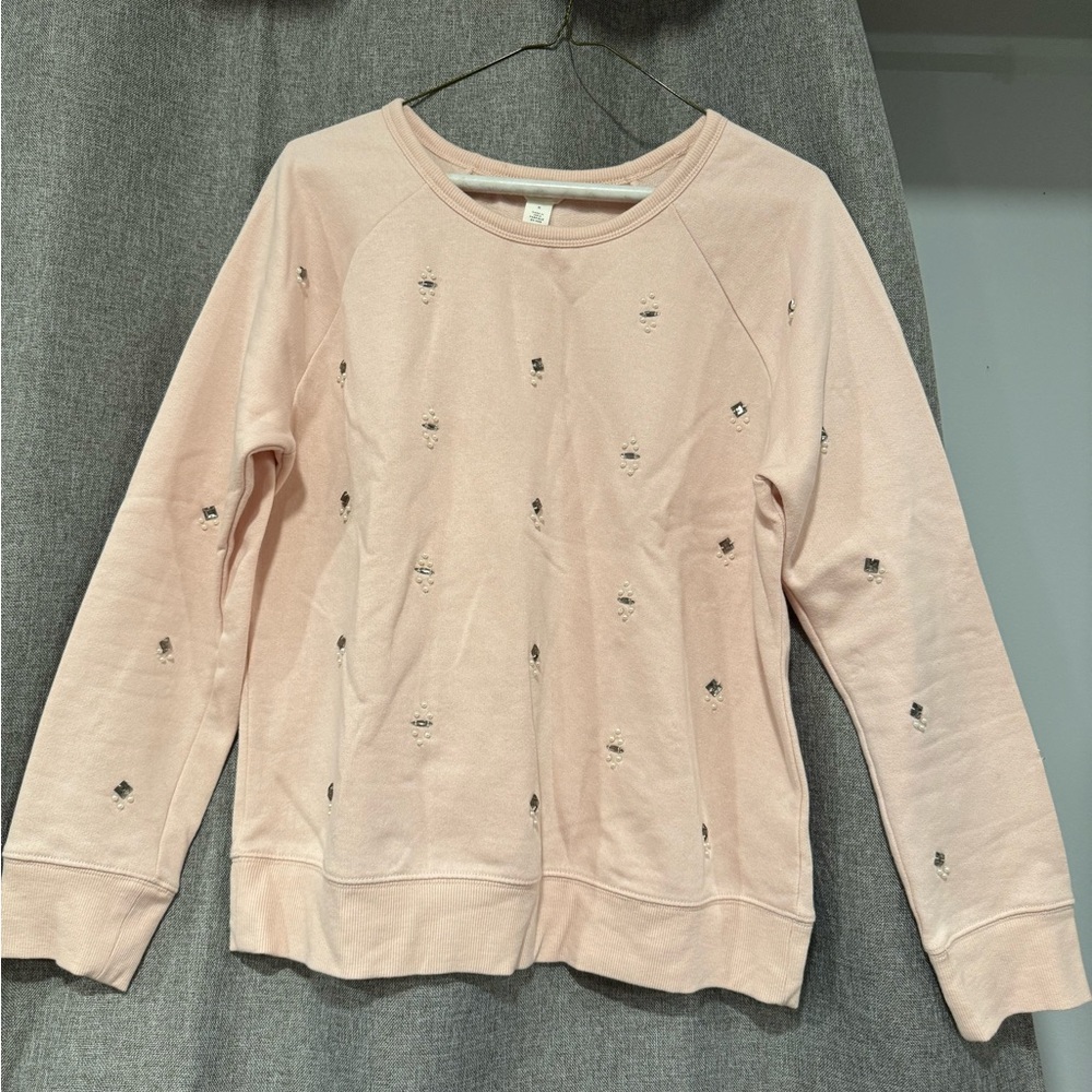 Caslon Ladies’ Embellished Bling Sweatshirt worn once size M Nordstrom